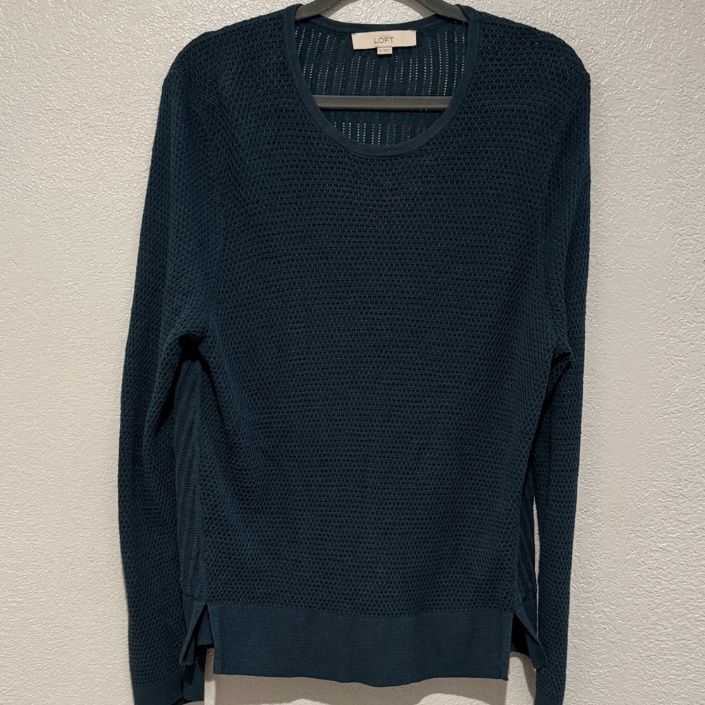 LOFT Deep Teal Textured Sweater